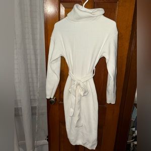 White Long Sleeve Sweater Dress